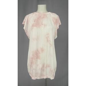 Cloth & Stone Tunic Womens Large Pink Rayon Flutter Sleeve Scoop Neck Boho